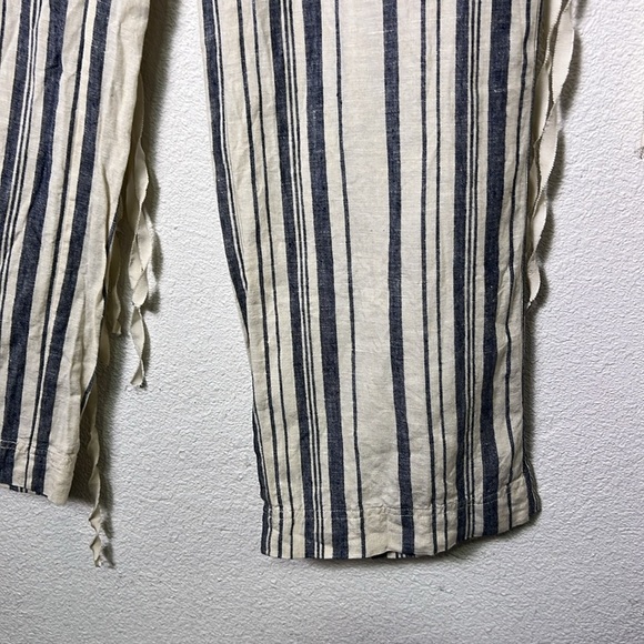 Michael Stars Linen Blue and Tan Stripe Straight Leg Pant Size XS - Picture 4 of 10
